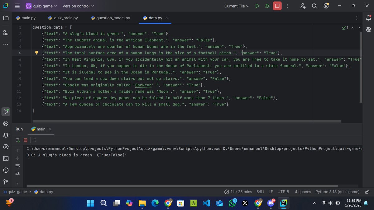 emmanuel_dev3's tweet image. Day 47 of #100DaysOfCode :
🎯I practice #PYTHON 
🎯I completed 7/11 of section 17 from #100DaysOfPython
🎯I spend 1hr 30m coding today.