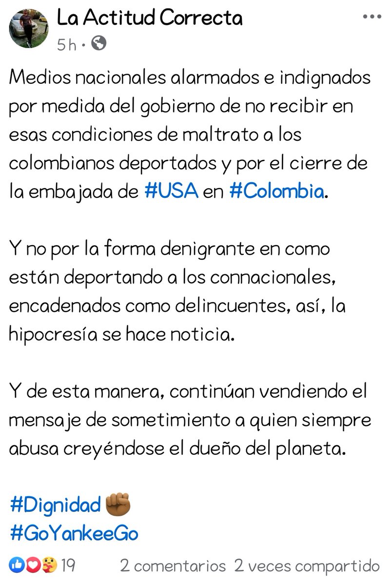 actitudcorrect's tweet photo. Aquí les incomoda que se defienda la dignidad humana por no "romper relaciones" con el patrón.
#goyankeego
#trumpOff
#dignidadparamigrantes
#colombiaserespeta https://t.co/fbbYoqMsci