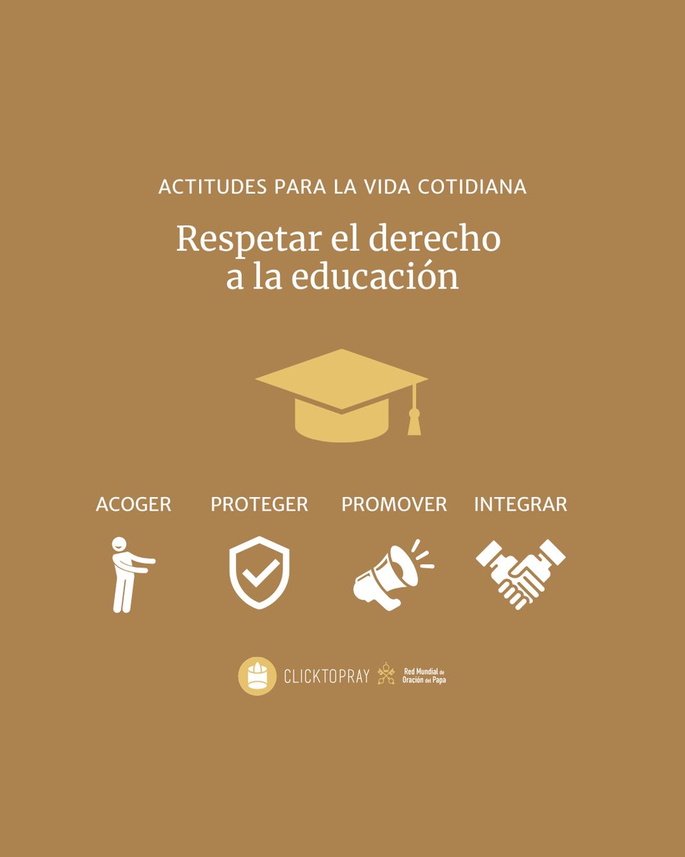 clicktopray_es's tweet image. ➡️Las #actitudes para la vida cotidiana son un camino para vivir la intención de oración cada día. 

Agrega las actitudes para la vida cotidiana a tu agenda de oración 🔗clicktopray.org/monthly 

 #DerechoAEducación #Migrantes #Refugiados #Esperanza #Educación 
#ElVideoDelPapa