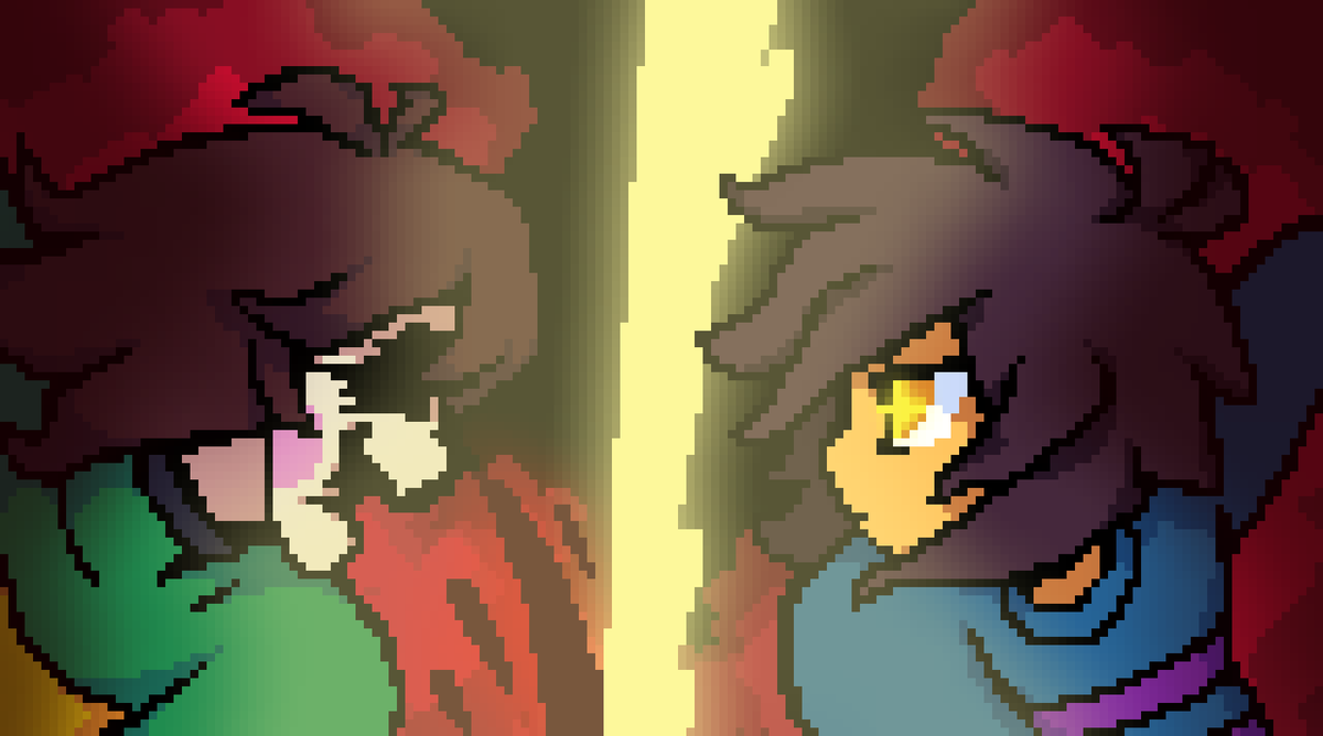 PixelCharalex's tweet photo. RESETALE: Firsk vs Chara FIGHT. go and see the SPEEDPAINT here! https://t.co/nWQEon9iZs 
#undertale #undertaleAU #pixelart #Chara #frisk https://t.co/6OyYzhB4bt