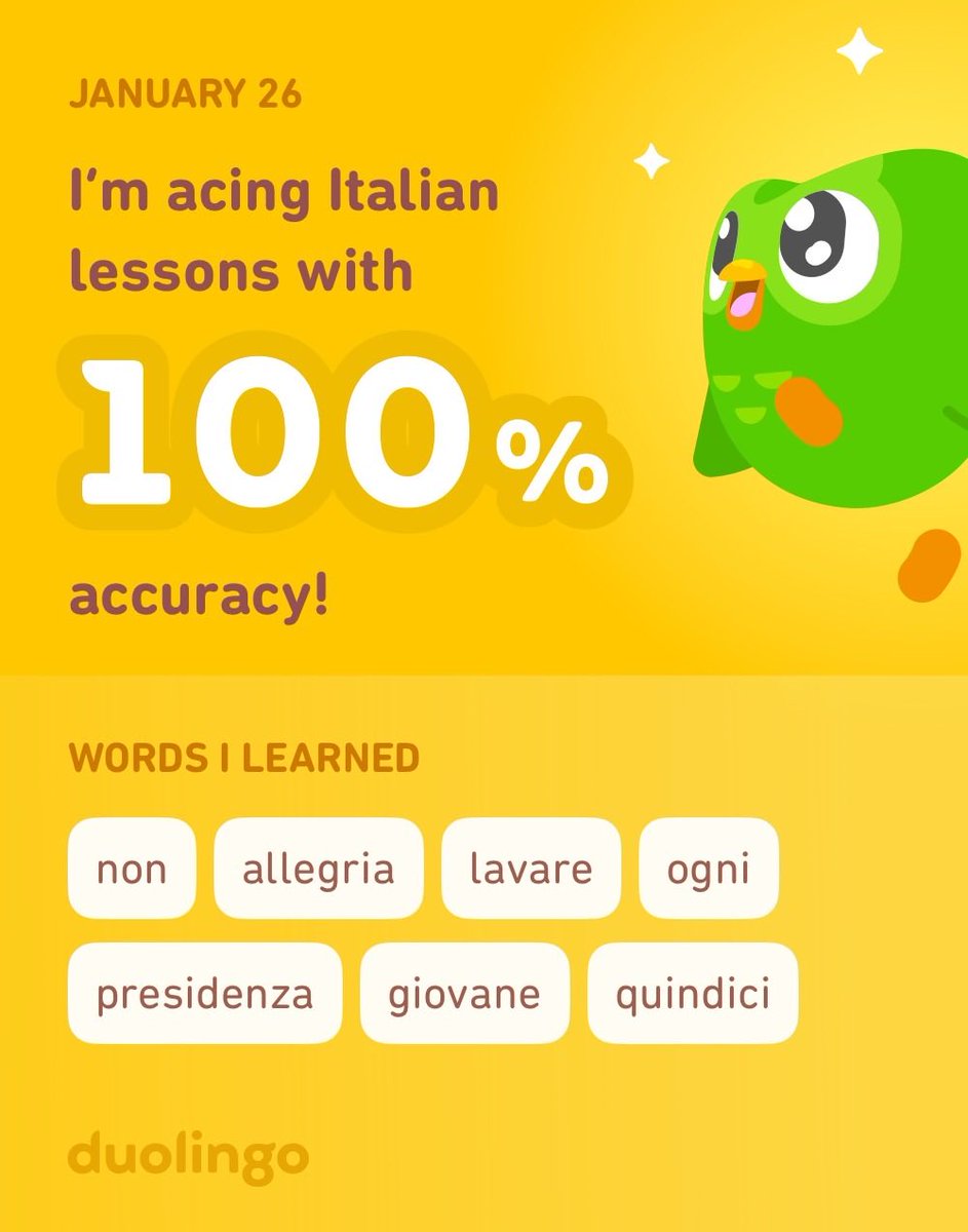 I’m learning Italian on Duolingo! It’s free, fun, and effective.