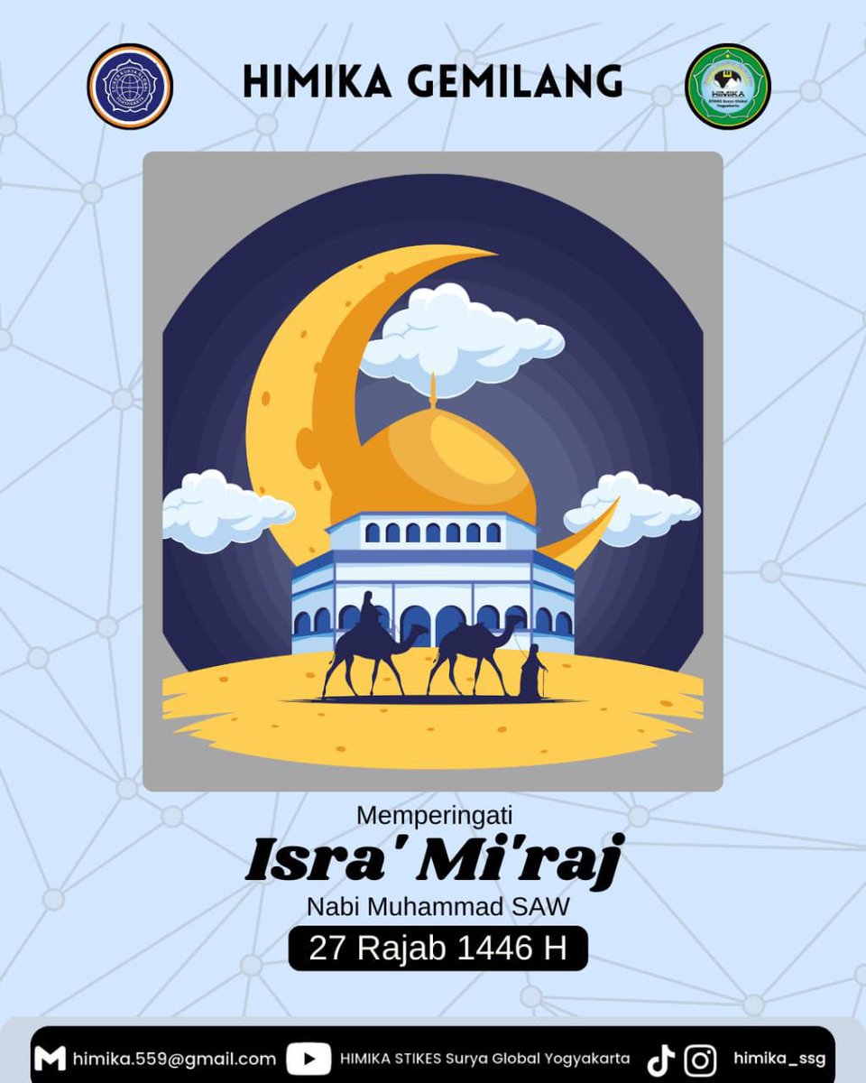 •‧₊˚✧[HIMIKA GEMILANG]✧˚₊‧•

[SELAMAT MEMPERINGATI ISRA' MI'RAJ NABI MUHAMMAD 1446 H]
 
More info : 

Ig: himika_ssg 
YouTube: Himika STIKes Surya Global Yogyakarta
Tiktok: himika_ssg
Facebook : Himika STIKes Surya Global Yogyakarta 
Blogspot : Himika_ssg.blog.spot.com