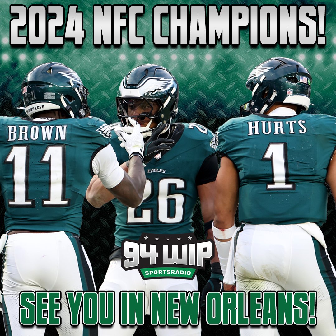 SportsRadioWIP's tweet photo. For the second time in three years, the Philadelphia Eagles are going to the Super Bowl. https://t.co/eFa4i9hw06