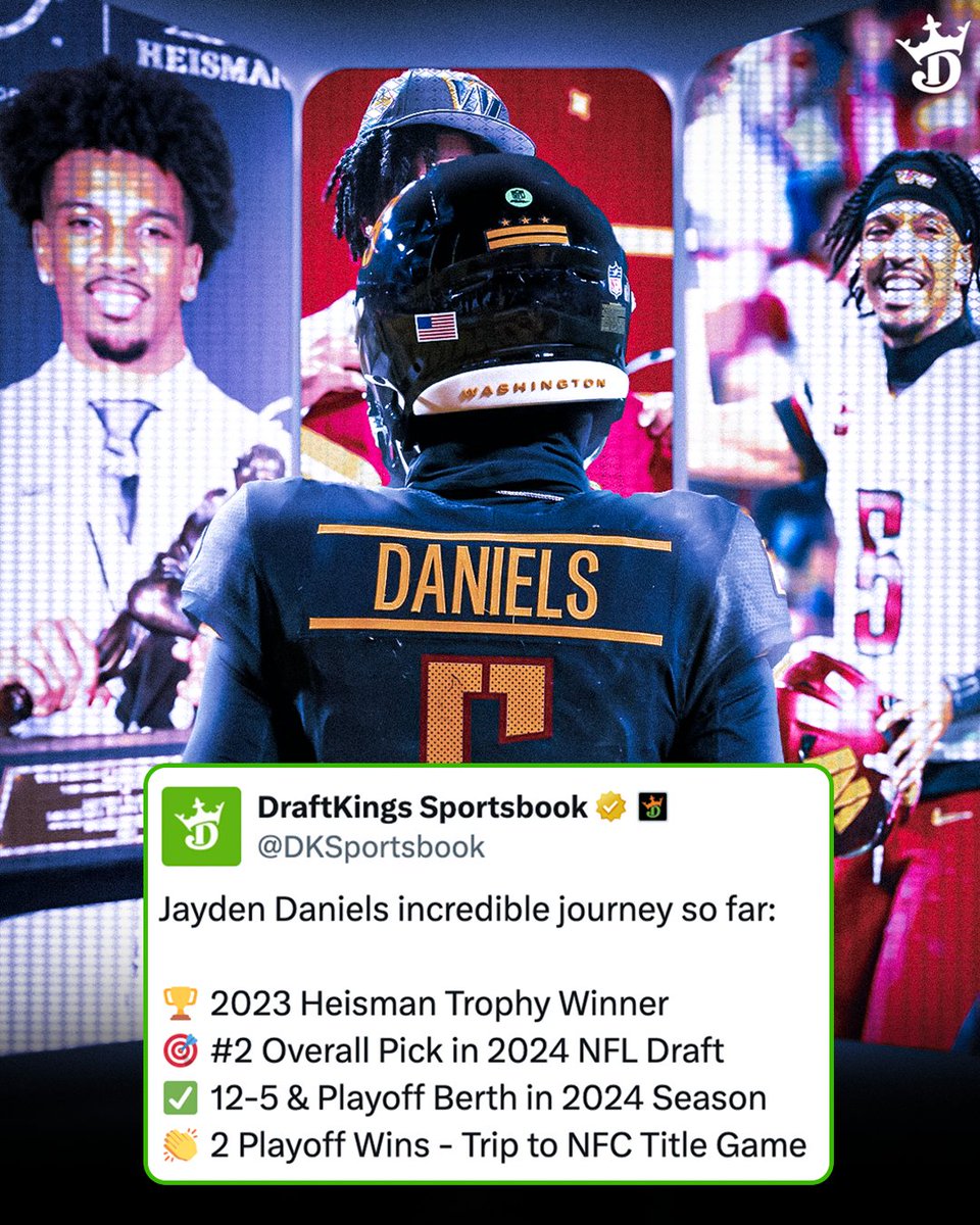 DKSportsbook's tweet image. The future is oh so bright for Jayden Daniels 👏

What a season for the rookie QB 🙌