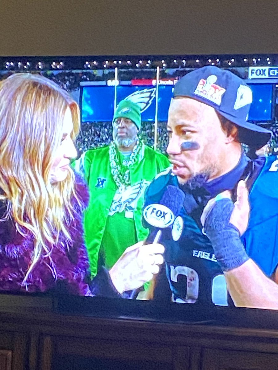 Not sure who this guy is in the middle, but he stole the show! #eagles #nfcchamps #gobirds