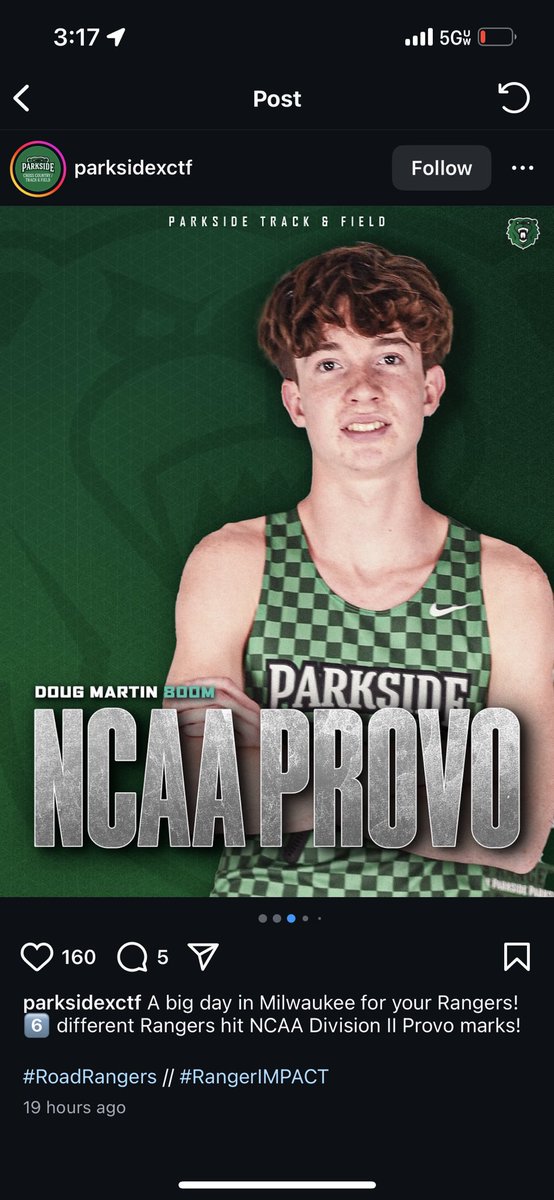 24’ grad Doug Martin picking up where he left off last season at the state meet! 1:53.96 800m Indoors!