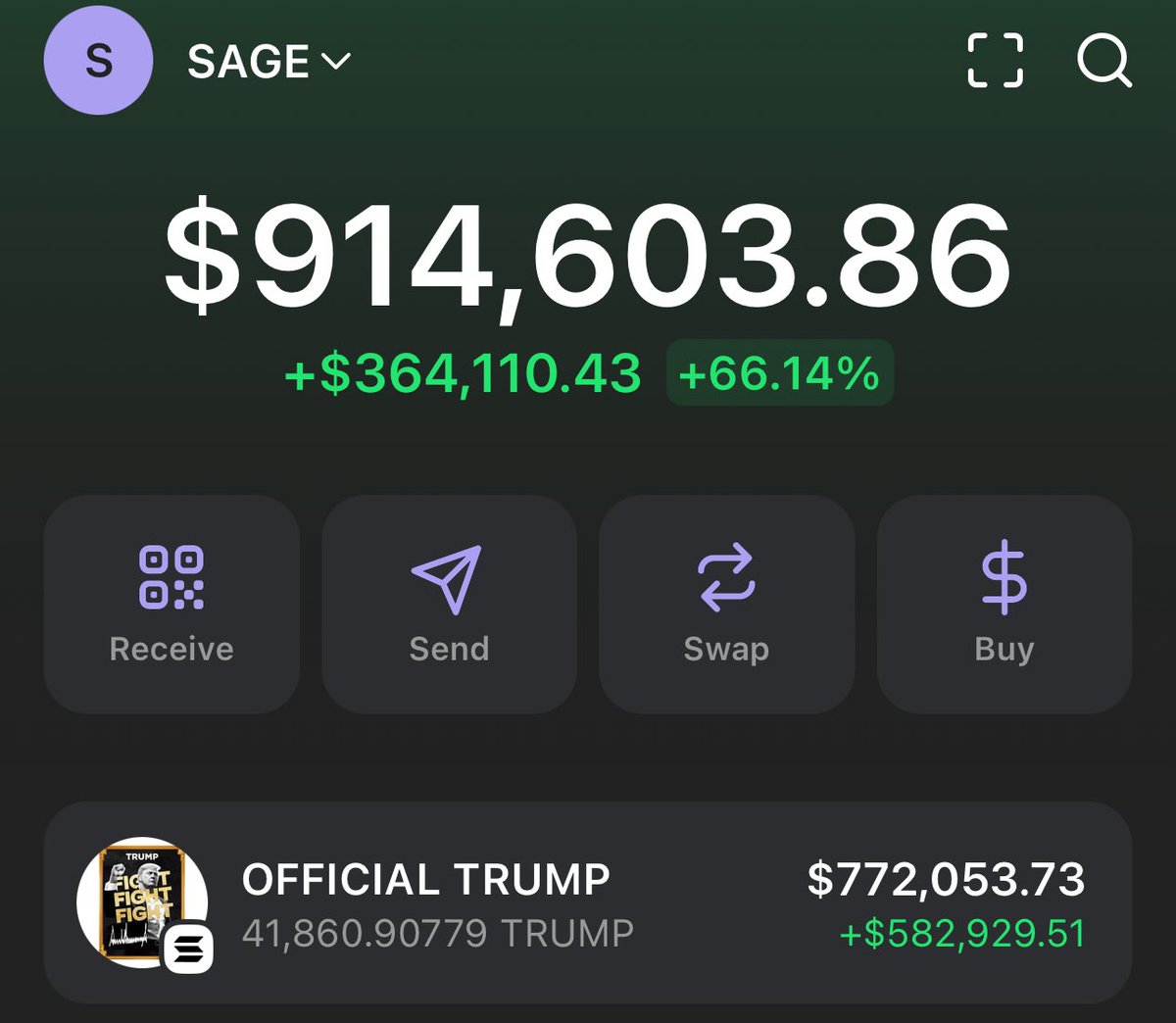 cryptosageverif's tweet photo. My $TRUMP is officially worth $772,000

Hurry and drop your $SOL addy 👇🏻 https://t.co/TLyIarXAjP