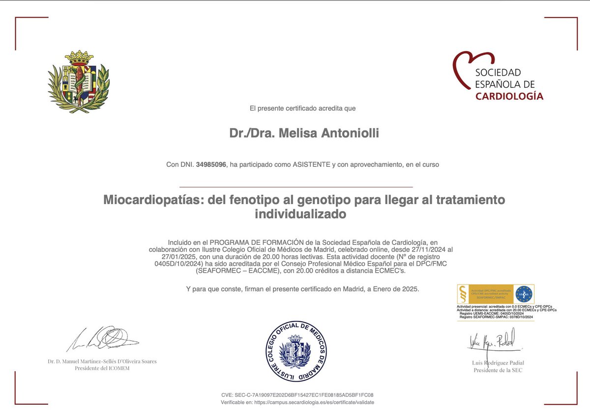 Un paso más en el mundo de las miocardiopatias y la genética, un paso más en mi crecimiento profesional