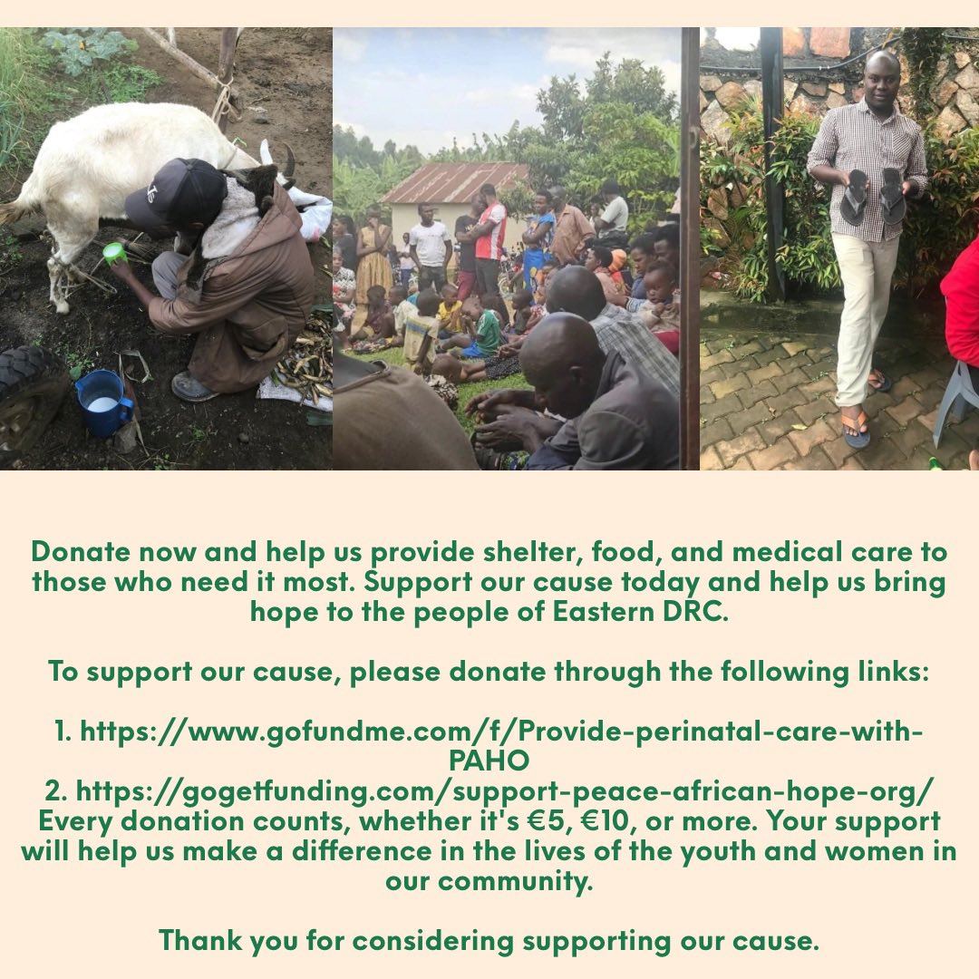 PeaceAfricanHO's tweet photo. 2/2 Please consider supporting our perinatal fund -  https://t.co/qs6nmfd2Sp and our shelters fund - https://t.co/ujFDIrudLb . #CongoIsBleeding #FreeCongo https://t.co/YSaRe21Cy6