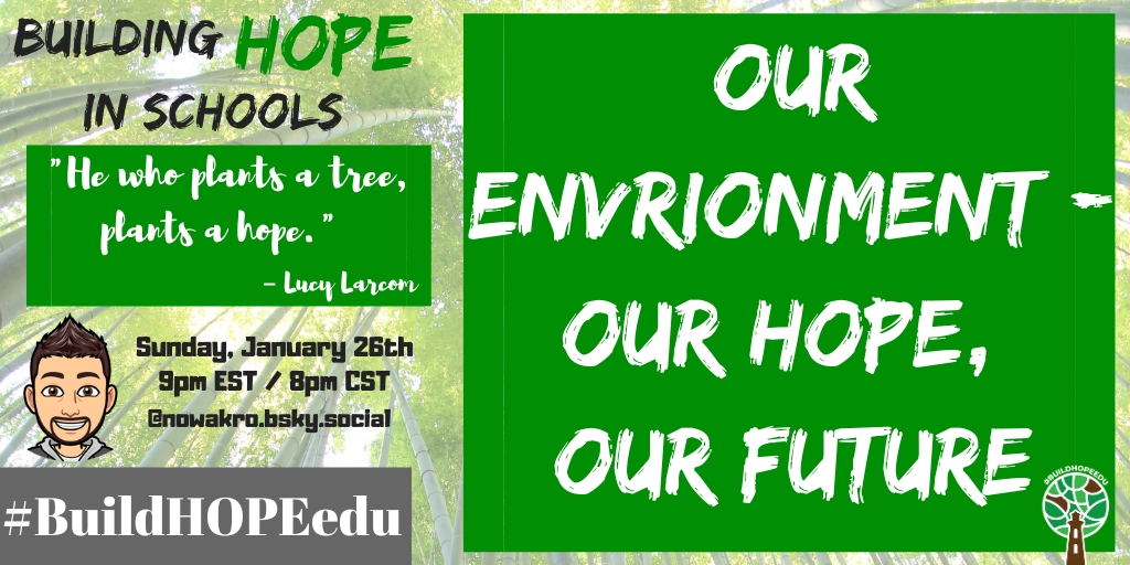 Two hours until tonight's #BuildHOPEedu chat on #BlueSky!

Join us @ 9pm EST/8pm CST as we come together to learn about Our Environment: Our HOPE, Our Future!  Together, we can create change!

#CodeBreaker #sunchat #teachpos #LeadLAP #edchat #tlap #education #EduSky #learning