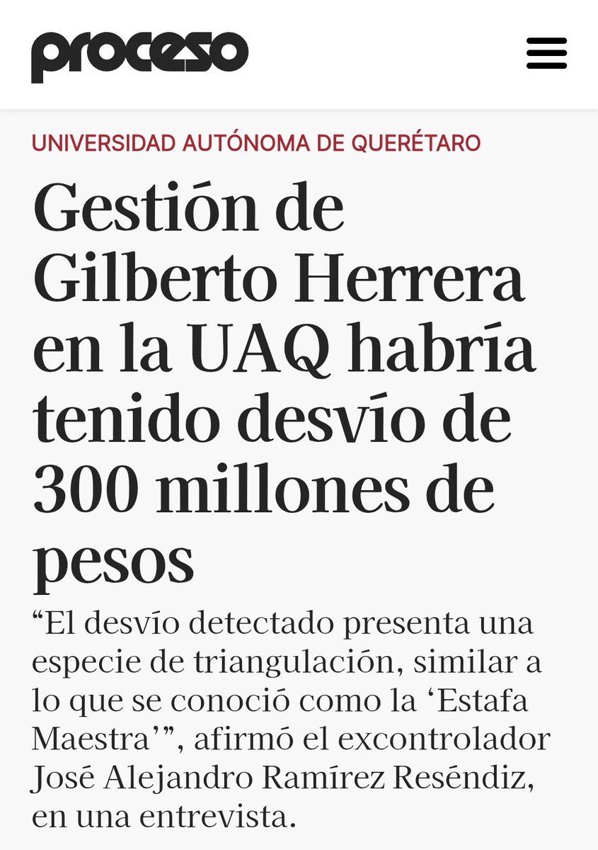 Cualquier servidor público corrupto es bien recibido en Morena, tal es el caso de Gilberto Herrera, el muy ladrón se chingó más de 300 millones de la UAQ, con el mismo esquema de la estafa maestra. Y así quieren que sigamos pagando impuestos????