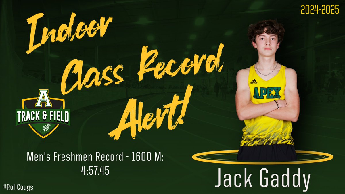 Apex Track & XC (@apextrackxc) on Twitter photo Jack Gaddy takes down the 8 year old freshmen men's record! Well done, Jack! <a href="/apexcougarclub/">Apex Cougar Club</a> <a href="/apexhsathletics/">Apex Athletics</a> <a href="/ApexHighSchool/">Apex High School</a> <a href="/KevinCKennedy/">Kevin Kennedy</a> <a href="/EllenKennedytw/">Ellen Kennedy</a> Jack Gaddy takes down the 8 year old freshmen men's record! Well done, Jack! <a href="/apexcougarclub/">Apex Cougar Club</a> <a href="/apexhsathletics/">Apex Athletics</a> <a href="/ApexHighSchool/">Apex High School</a> <a href="/KevinCKennedy/">Kevin Kennedy</a> <a href="/EllenKennedytw/">Ellen Kennedy</a>