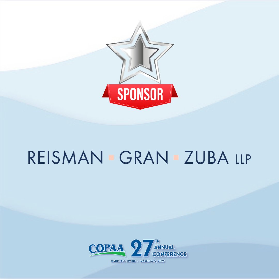 COPAA's tweet image. A Huge Thank You!
To our amazing Platinum Sponsor, Reisman-Gran- Zuba, LLP!
We appreciate your commitment to our mission and community and your support in making our 27th Annual COPAA Conference in Irvine, CA, truly special.

#Gratitude #ConferenceSuccess #ReismanGranZuba #COPAA