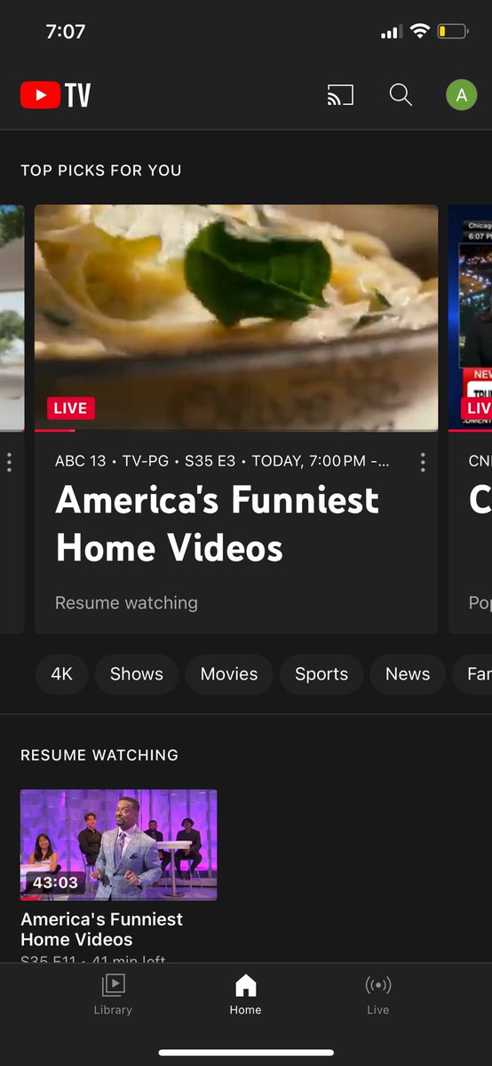 andimattone's tweet photo. Hey @YouTubeTV why is my tv not showing new episodes of @AFVofficial? https://t.co/zIH3fjLvYb