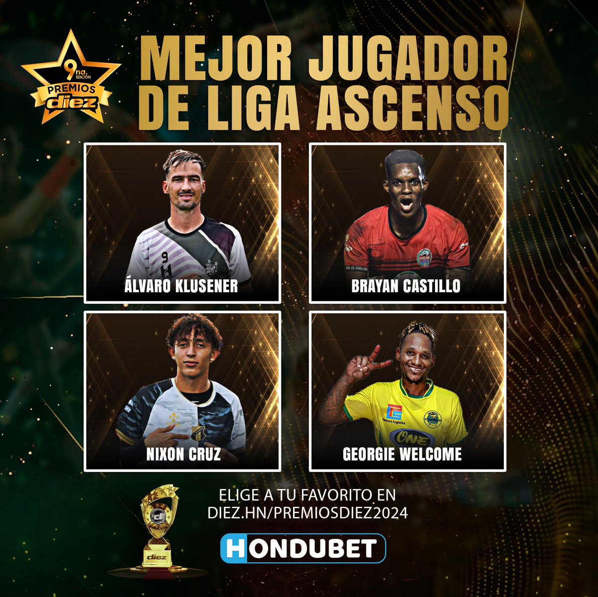 DiarioDiezHn's tweet photo. ¡LOS MEJORES DE SEGUNDA!⭐
➖Álvaro Klusener, Platense.
➖Brayan Castillo, Choloma.
➖Nixon Cruz, Honduras Progreso.
➖Georgie Welcome, Parrillas One.

🌟Vota por tu favorito en https://t.co/JI6TLhOeV2, gracias a la casa de apuestas de los catrachos, @hondubet https://t.co/9xo2SzcxZz