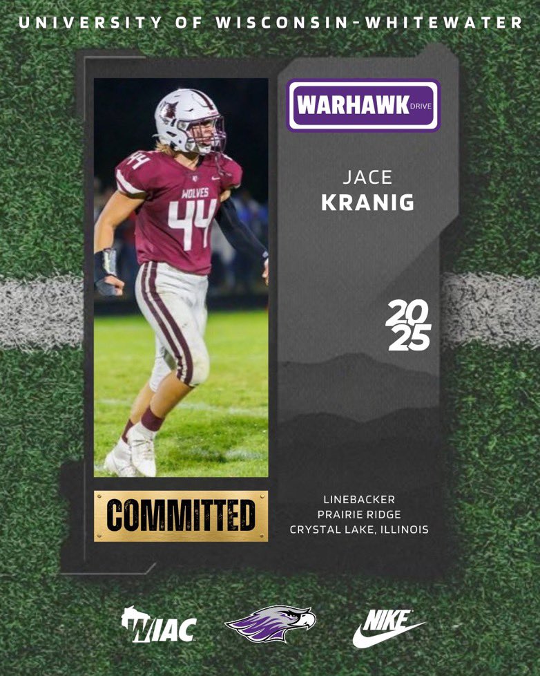 Committed!! 
Beyond excited and grateful for this opportunity. 
<a href="/WarhawkFootball/">Warhawk Football</a> <a href="/CoachMartin36/">Beau Martin</a> <a href="/CoachRindahl/">Jace Rindahl</a> 
<a href="/EDGYTIM/">Timothy “EDGYTIM” OHalloran</a> <a href="/PrepRedzoneIL/">Prep Redzone Illinois</a> <a href="/PrairieRidgeFB/">Prairie Ridge FB</a>