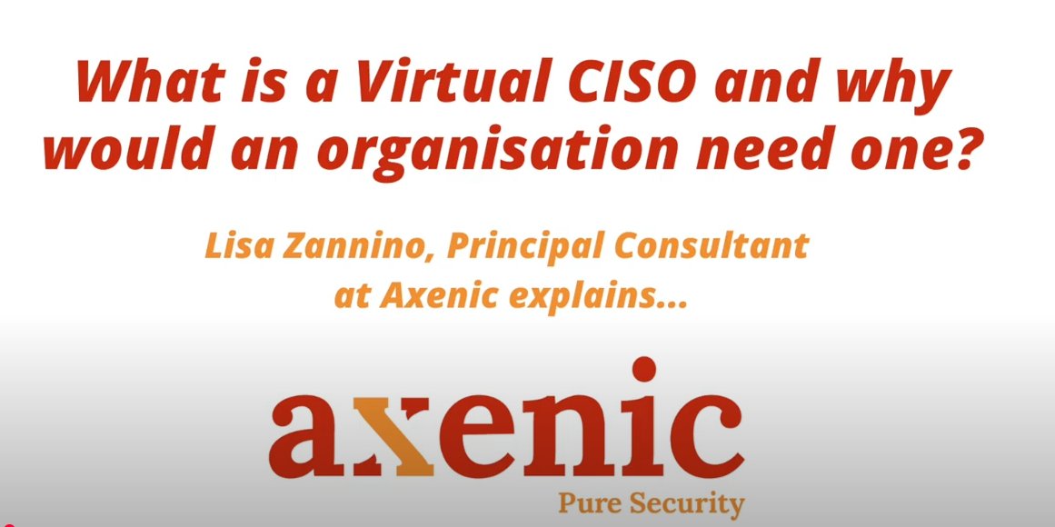 axenic's tweet photo. Having a Virtual Chief Information Security Officer has a long list of benefits.
 
Check out this video on the benefits of a Virtual CISO, explained by Lisa Zannino – Principal Consultant at Axenic. 

https://t.co/rK0HxQYjzM https://t.co/YwKfZ3xYWP