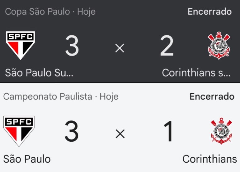 diggocoelho's tweet photo. imagine ser corinthiano esse final de semana:

- Foram vice pro São Paulo na Copinha tomando uma virada histórica 
- Perderam pro São Paulo por 3x1 no Morumbis tomando aula de futebol https://t.co/Ry85YCExSj