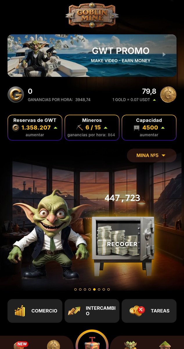 Sarje94's tweet photo. 🎯Goblin Mine ⛏️ el Juego real que te recompensa 💶
Mina tokens de $GWT y cambialos por monedas de $TON o retira a tu billetera compatible
https://t.co/Tal4UOKphf 
⬆️ no pierdas la oportunidad de generar💲 extra solo en #telegram
100% real y recomendado

#goblinmine #Crypto #TON https://t.co/EQevgafiIT