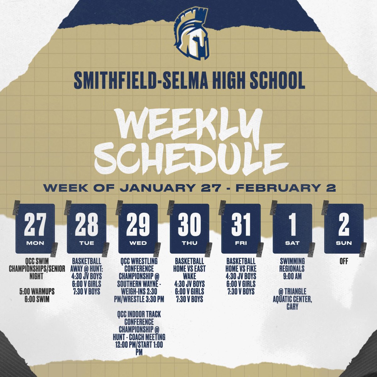 🎉 Spartans, Get Ready for an Action-Packed Week! 📣
Athletic Events Schedule for January 27th - February 2nd. Don’t miss the chance to cheer on your fellow Spartans in these exciting games, championships, and events