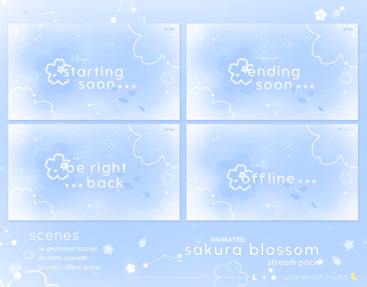 lunarserum's tweet photo. sakura blossom in blue is out! 
link: https://t.co/zyPNP4Ui37

#VTuberAssets #overlays https://t.co/q5KBkRBLjw