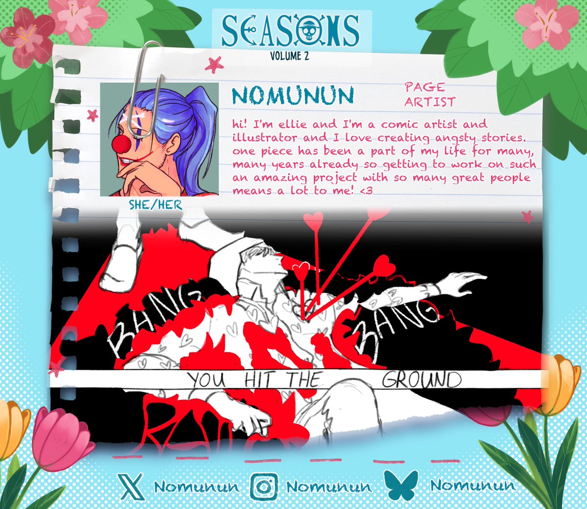 🌸☀️CONTRIBUTOR SPOTLIGHT☀️🌸

Next up we have <a href="/nomunun/">elliegator 🐊 ( •͈̀ 🔴 •͈́ )</a> ! So excited to have her in our team! (˶˃ ᵕ ˂˶) .ᐟ.ᐟ

#opseasons #onepiecezine #contributorspotlight
