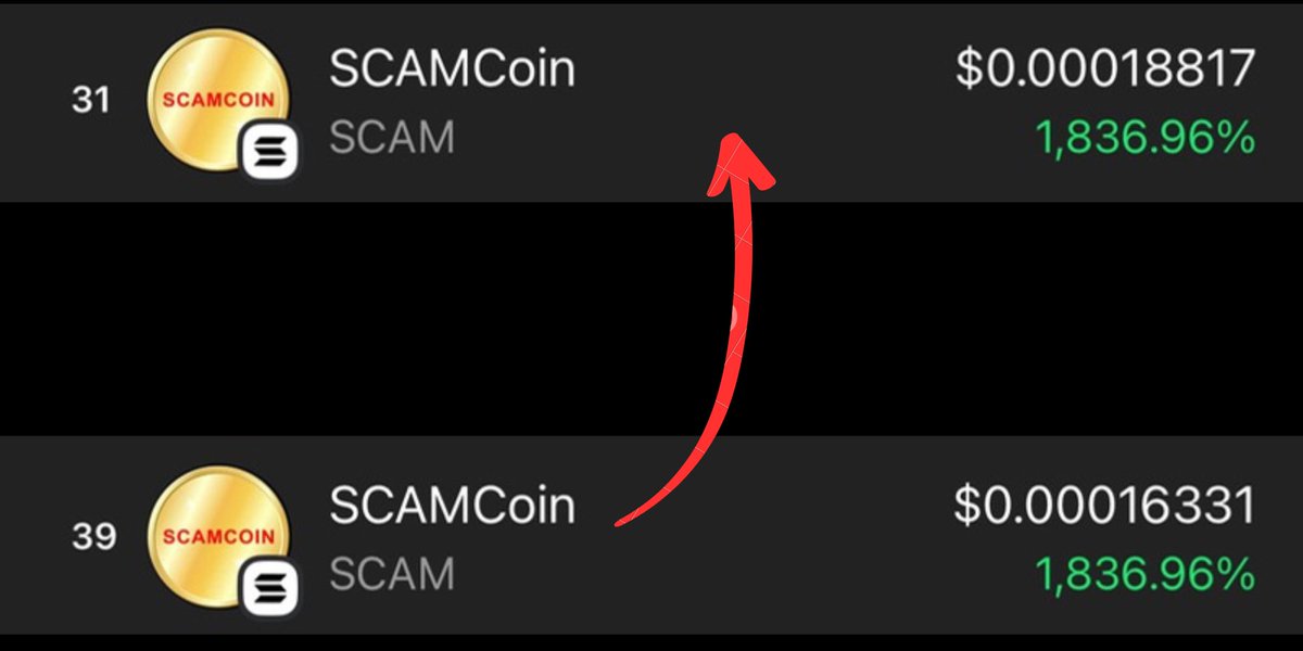 scamcoinio's tweet photo. We are higher in the charts.👆 https://t.co/YFkSi1USXl