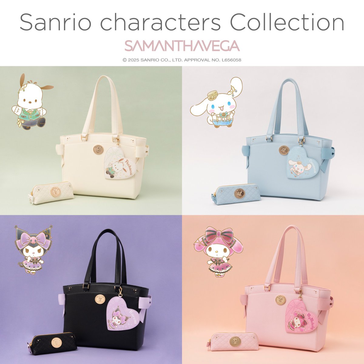 sanrio_news's tweet photo. サマンサベガからサンリオキャラクターズのA4トートバッグとペンケース（各4種）が登場！
キャラごとに異なるカラーで、お揃いのオリジナル金具プレートがポイント♪
通勤･通学はもちろん、推し活にもおすすめだよ☆
両方GETして春からの新生活をかわいく楽しもう♡
https://t.co/F37g0ndDsd https://t.co/OLbjWK2VSP