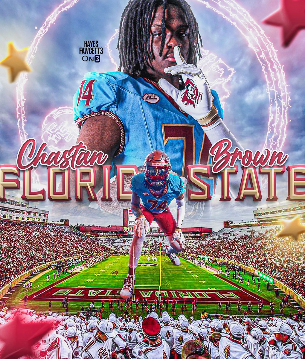 Hayes Fawcett (@hayesfawcett3) on Twitter photo BREAKING: Class of 2025 OT Chastan Brown has Committed to Florida State, he tells me for <a href="/on3recruits/">Follow @Rivals</a>
The 6’9 265 OT chose the Seminoles over Missouri, Arkansas, & Georgia Tech
“Like Lil Tyler says I’m with the Seminoles”
on3.com/db/chastan-bro… BREAKING: Class of 2025 OT Chastan Brown has Committed to Florida State, he tells me for <a href="/on3recruits/">Follow @Rivals</a>
The 6’9 265 OT chose the Seminoles over Missouri, Arkansas, & Georgia Tech
“Like Lil Tyler says I’m with the Seminoles”
on3.com/db/chastan-bro…