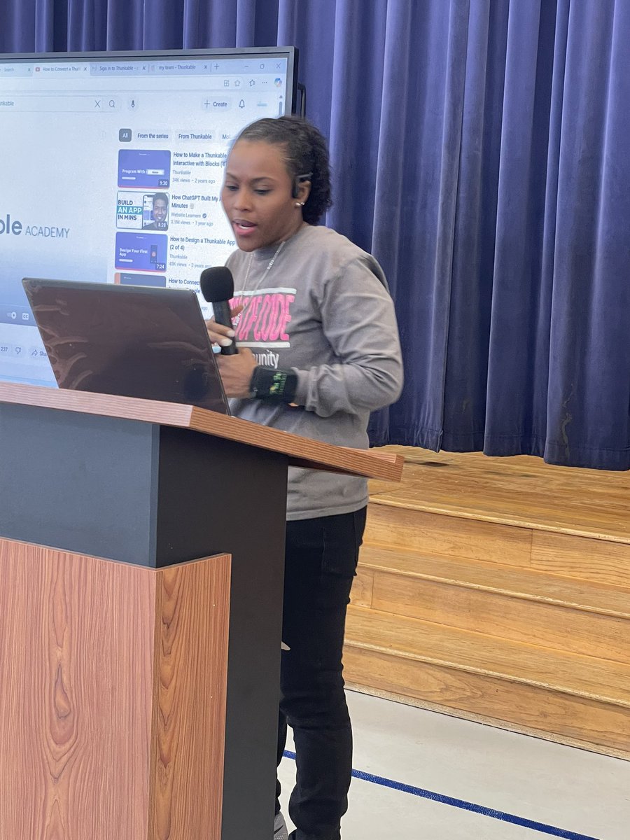100GOCConyersGA's tweet photo. Shoutout to @Caw006Hanibal for leading the girls in their #mobileappdesign session using @thunkable! The girls were truly stretched in their designs! #girlsinstem #girlscoding #girlsprogramming https://t.co/kR5Hq7ILkP