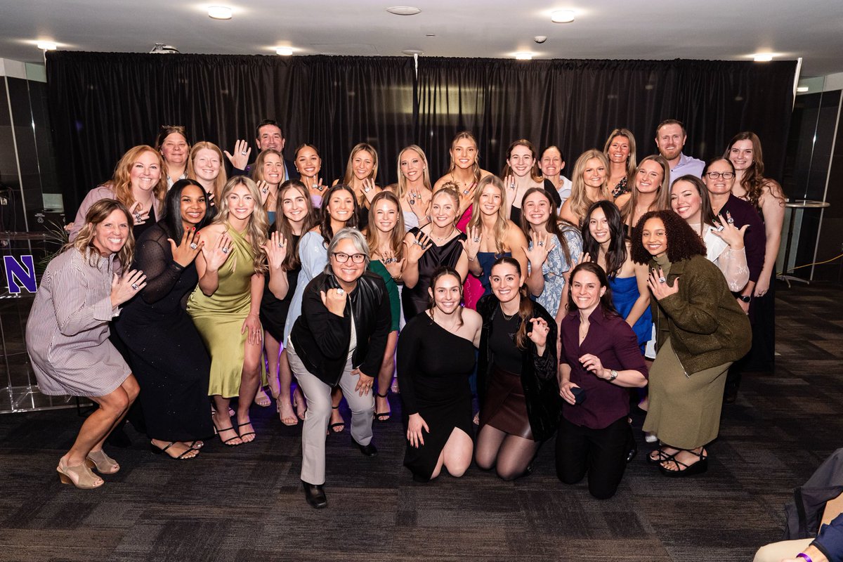 nikkigrudz's tweet photo. Ringing in the season the right way, so proud of Riley and the B1G Champs. 💍 Less than two weeks until they’re back on the field—let’s go, ‘Cats! 💜🥎 #BlingItOn https://t.co/zzXnhWw7YT