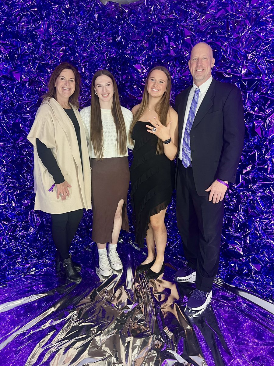 nikkigrudz's tweet photo. Ringing in the season the right way, so proud of Riley and the B1G Champs. 💍 Less than two weeks until they’re back on the field—let’s go, ‘Cats! 💜🥎 #BlingItOn https://t.co/zzXnhWw7YT