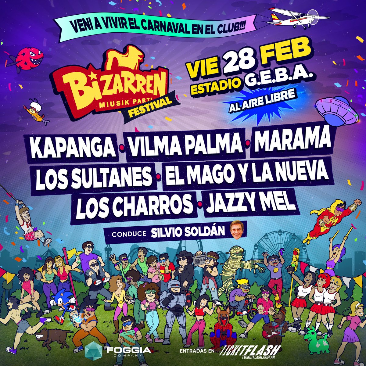 🎉Llega el Mega Festival que esperaste todo el año…Vas a vivir una noche inolvidable de Carnaval al aire libre en GEBA ‼️

🎫Anticipadas por Ticketflash 

<a href="/KAPANGASOK/">KAPANGA</a> <a href="/VilmaPalma/">Vilma Palma Oficial</a> <a href="/Marama_Oficial/">Marama 🍹</a> <a href="/ElMagoYLaNueva/">El Mago Y La Nueva</a>