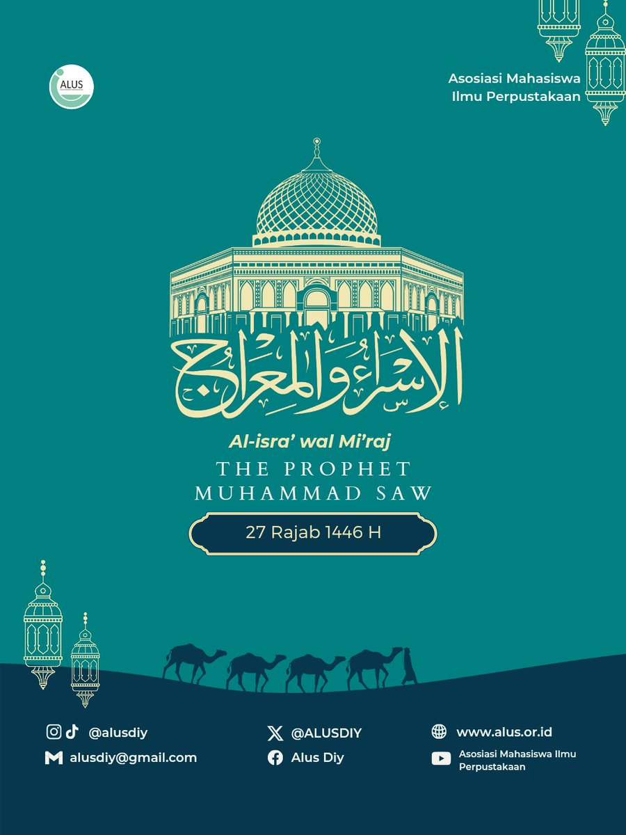 ALUSDIY's tweet photo. ✨Selamat Hari Isra' Mi'raj 2025✨
Isra' Mi'raj, Sebuah perjalanan spiritual yang mengajarkan kita untuk selalu memperbaharui iman, menjaga ketakwaan, dan semakin mendekatkan diri kepada Allah. Semoga kita semua mendapatkan berkah dan petunjuk-Nya dalam setiap langkah. https://t.co/21MYcau4A6