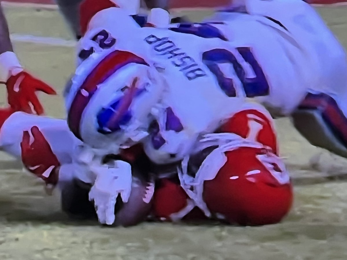 Call stands. The Bills have been advised to apologize to Mr. Mahomes for throwing an pointless challenge flag. As Officials we would also like to apologize to Mr. Mahomes for allowing this nonsens to interrupt his superior run of glorious plays. We're sorry. It won't happen again