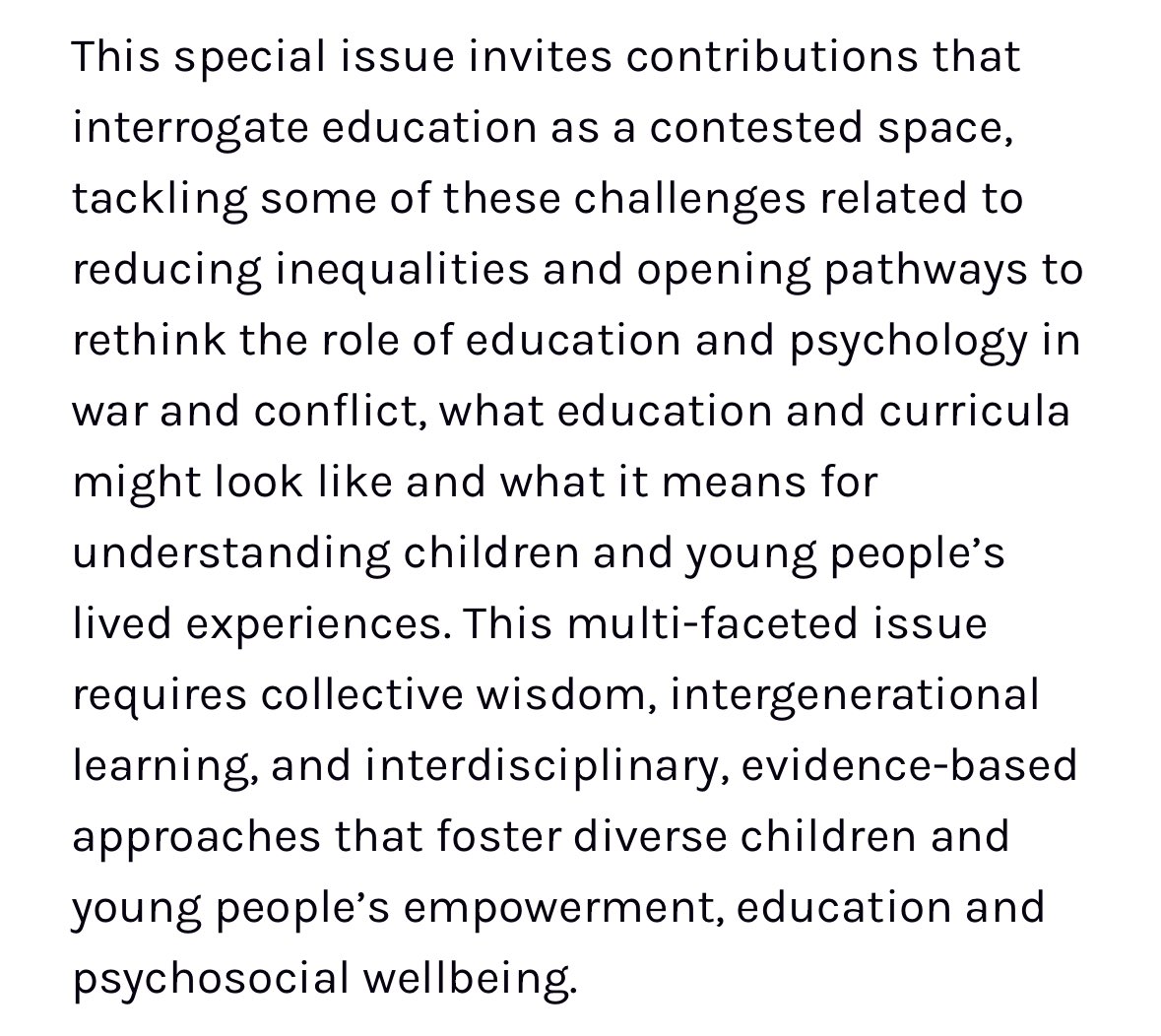 DECPOfficial's tweet image. 📣Call for papers for a special issue of Educational and Child Psychology on
Education in times of war and conflict.
📆Please send all submissions to ECPsubmissions@bps.org.uk by 31st July 2025.
explore.bps.org.uk/news/call-pape…
@BPSOfficial
#twittereps
