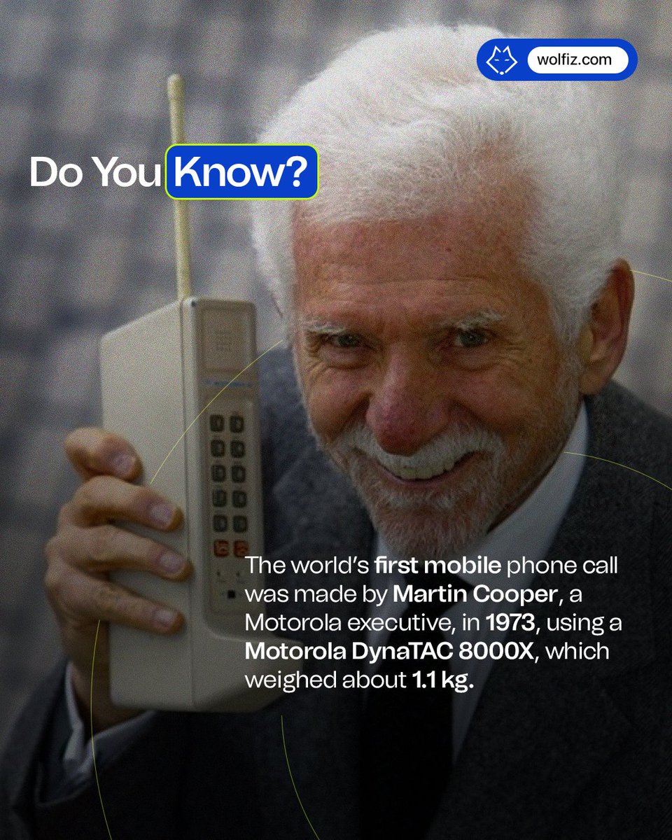 wolfizsolutions's tweet photo. 📞 The first mobile phone call in 1973 paved the way for modern communication! From a 1.1 kg phone to sleek smartphones, technology has come a long way. 📱✨

#MobileRevolution #TechHistory #Innovation https://t.co/yq86Lekneo