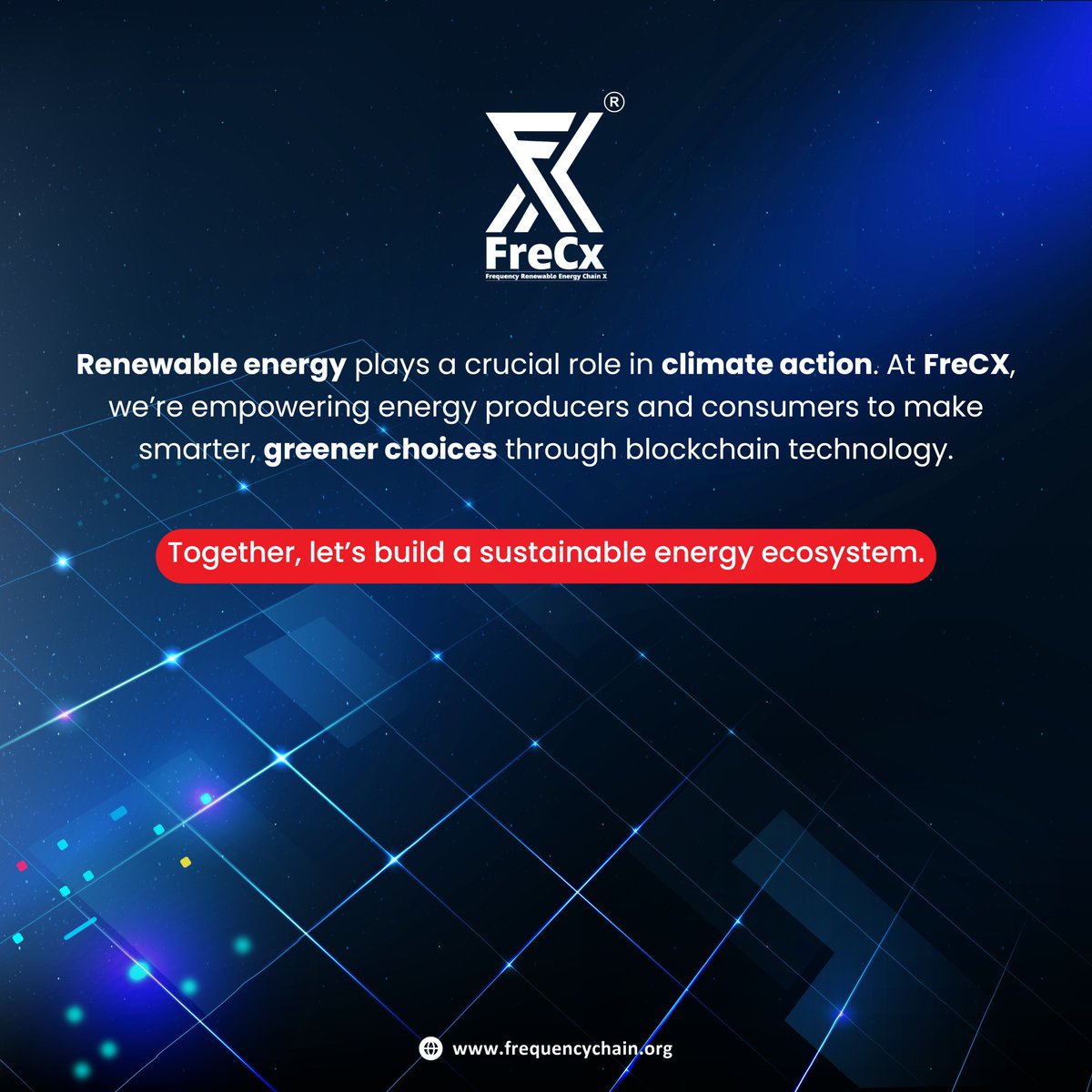 🌎 Renewable energy plays a crucial role in climate action. At FreCX, we’re empowering energy producers and consumers to make smarter, greener choices through blockchain technology.⚡️ Together, let’s build a sustainable energy ecosystem
#ClimateAction #RenewableEnergy #FreCX