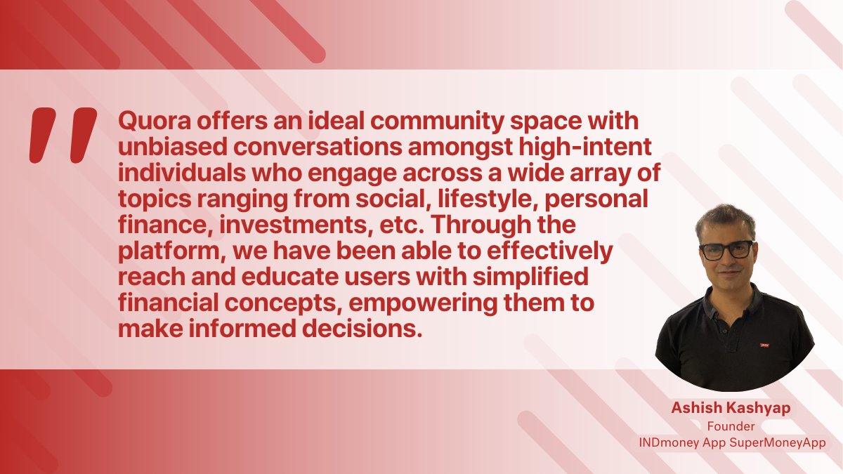 We chatted with INDmoney CEO Ashish Kashyap to learn how the brand's all-in-one SuperMoney App is revolutionizing personal finance in India and making wealth management accessible and intuitive for everyone.

Read the interview: business.quora.com/resources/ashi…