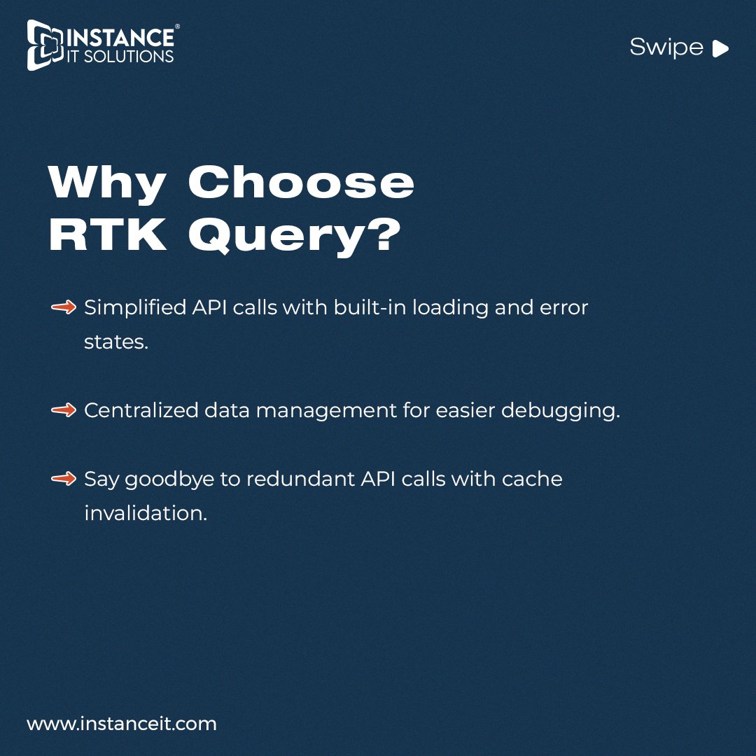 instance_it's tweet image. 🚀 Simplify your API integration with RTK Query – the ultimate tool for seamless data fetching and caching in React apps 💡

Follow: @instanceitofficial
Visit: instanceit.com
Contact: +91 79902 31399

#RTKQuery #ReduxToolkit #ReactJS #APIIntegration #WebDevelopment