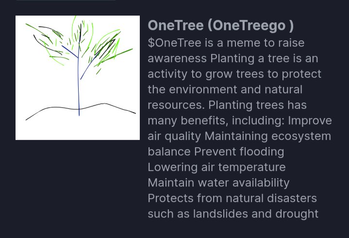 Ryan_ygprtm's tweet photo. @elonmusk $Onetree Is a meme to raise human awareness of trees .3ysvfE62CLQFqPTD1WvbCeKTHaEt3qvDUEgQcQvMpump https://t.co/PfKcDrE0fn