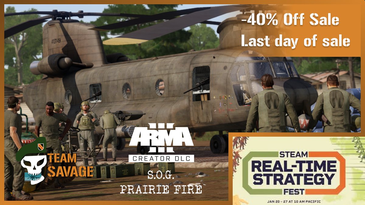 The Steam RTS Fest ends today at 10AM PST. You have until then to get S.O.G. Prairie Fire at 40% off. Don't miss your chance!

Get it here before the sale ends: store.steampowered.com/app/1227700/Ar…