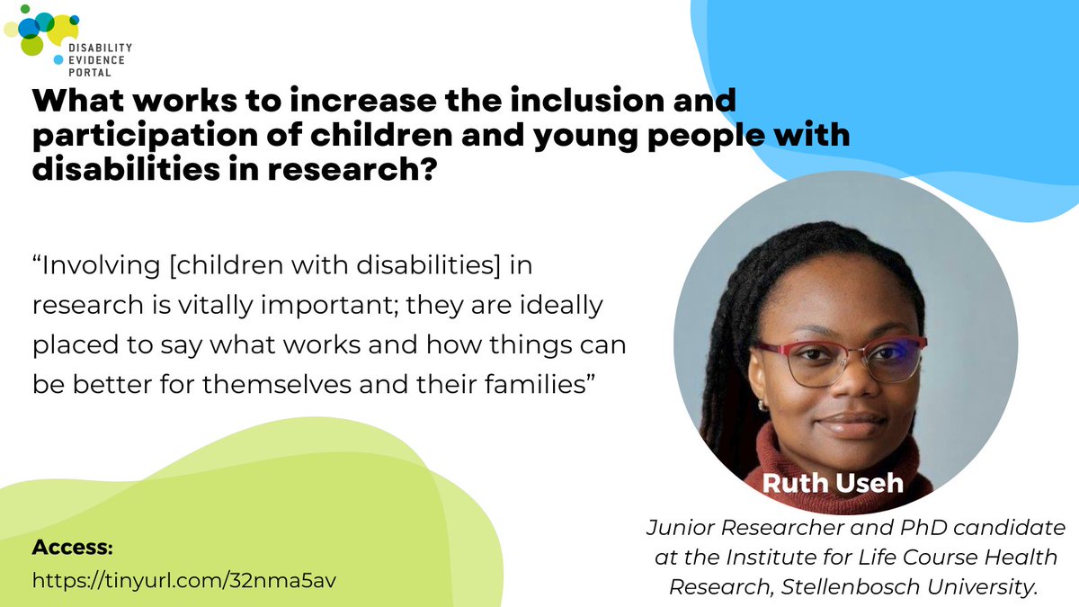 New Brief alert! Find out what works to increase the inclusion and participation of children and young people with disabilities in research. 👉tinyurl.com/32nma5av