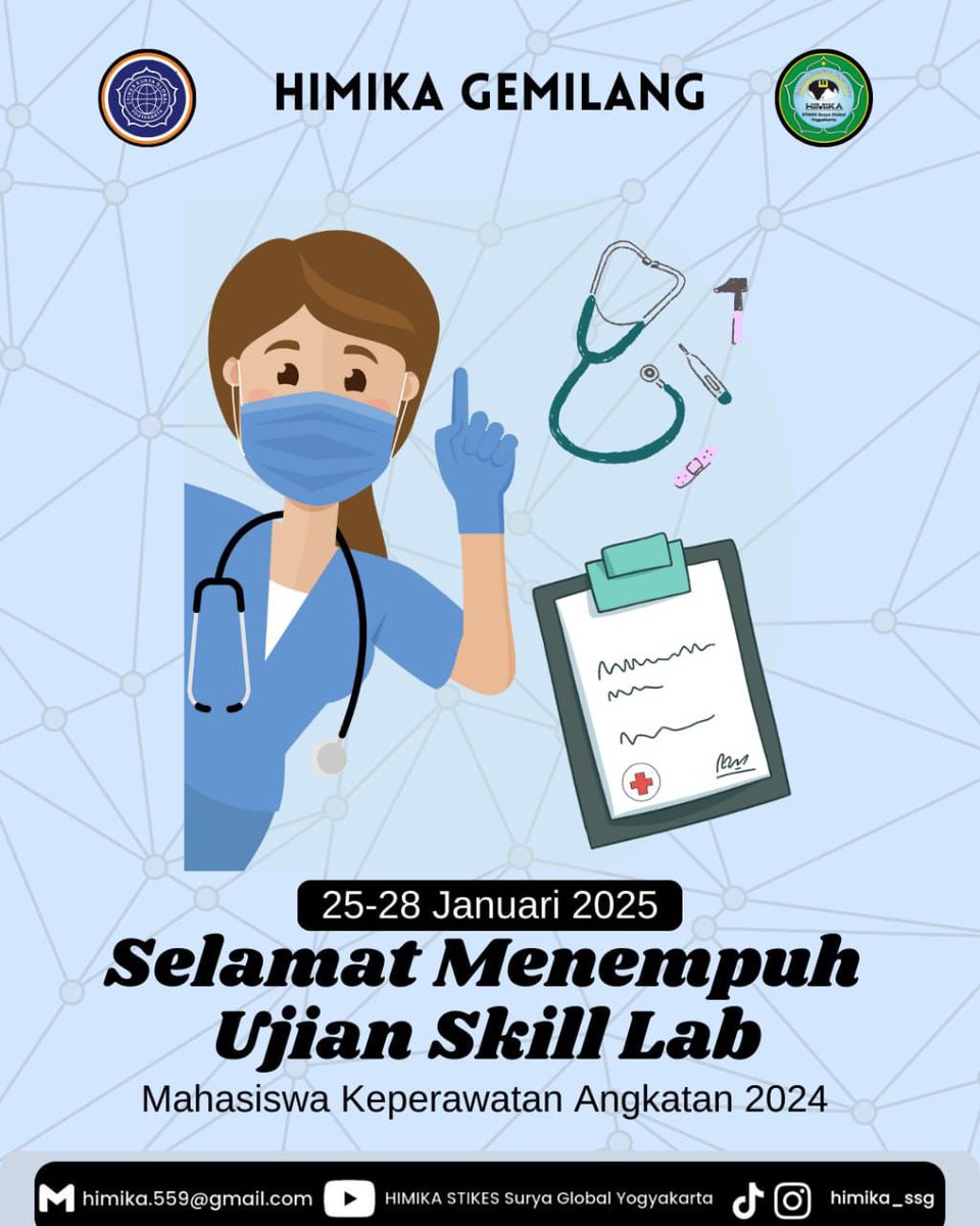 ✩‧₊˚༺☆༻*ੈ✩‧₊˚
•‧₊˚✧[HIMIKA GEMILANG]✧˚₊‧•

Hai teman-teman keperawatan angkatan 2024🤗

Yang sedang menempuh ujian skill lab semangat selalu yaa semoga diberi kemudahan dan kelancaran aaaaamiiiiiin✨