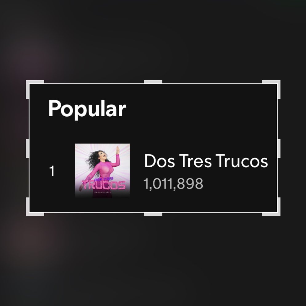 “Dos Tres Trucos” De Paola Suárez ha superado 1 MILLÓN de Streams en Spotify.

- siendo la canción con MÁS streams por una artista mexica SUPERANDO a Kenia Os.