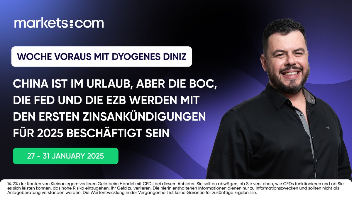MarketsComDE's tweet photo. 🐉 Obwohl der chinesische Markt aufgrund des Neujahrsfestes geschlossen ist, werden einige große Zentralbanken ihre Zinsentscheidungen bekannt geben.

🔗 https://t.co/V13JLRDW7k

74.2% der Retail-CFD-Konten verlieren Geld.

#Marketscom #WeekAhead #China #BOC #ECB #MarketNews https://t.co/TjdCDO28rg