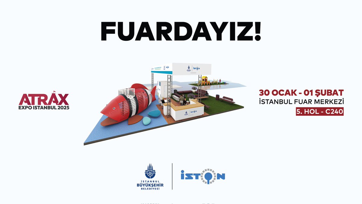 iston_as's tweet photo. 30 Ocak - 1 Şubat tarihlerinde İstanbul Fuar Merkezi'nde gerçekleşecek olan ATRAX 12. Uluslararası Eğlence, Park, Spor &amp; Rekreasyon Alanları Endüstrisi Fuarı'nda 5. Hol C240 ve C250 numaralı standlarımıza bekliyoruz.
#ibb #iston #ATRAX https://t.co/hrKkuYvmbO