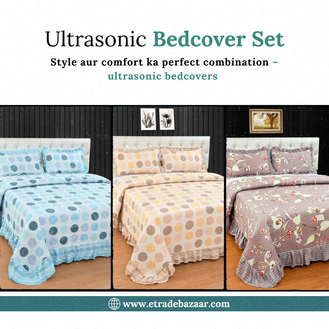ETradeBaza's tweet image. Ultrasonic Bedcover Set (Style aur comfort ka perfect combination)

#BedcoverDesign, #BeddingCollection, #CustomBedcovers, #BedcoverBulk, #WholesaleBedding, #BeddingForHotels, #CottonBedding, #BeddingSupplies, 

Bedding wholesale, Bedcovers for sale, Durable bedcovers