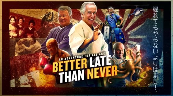 JeffDye's tweet image. Gimme a Retweet if you wanna see a comeback of NBCs Better Late Than Never.  
@nbcbetterlate @GeorgeForeman @hwinkler4real #terrybradshaw #WilliamShatner
