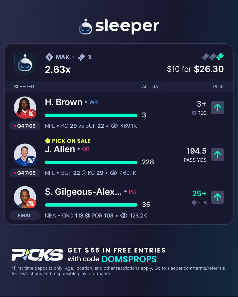 Cash The Josh Allen Slip😮‍💨

#GamblingTwitter #PrizePicks #PlayerProps #DFS #Gambling #Fliff #Sleeper #SleeperPicks #NFL #MLB #NHL #NBA